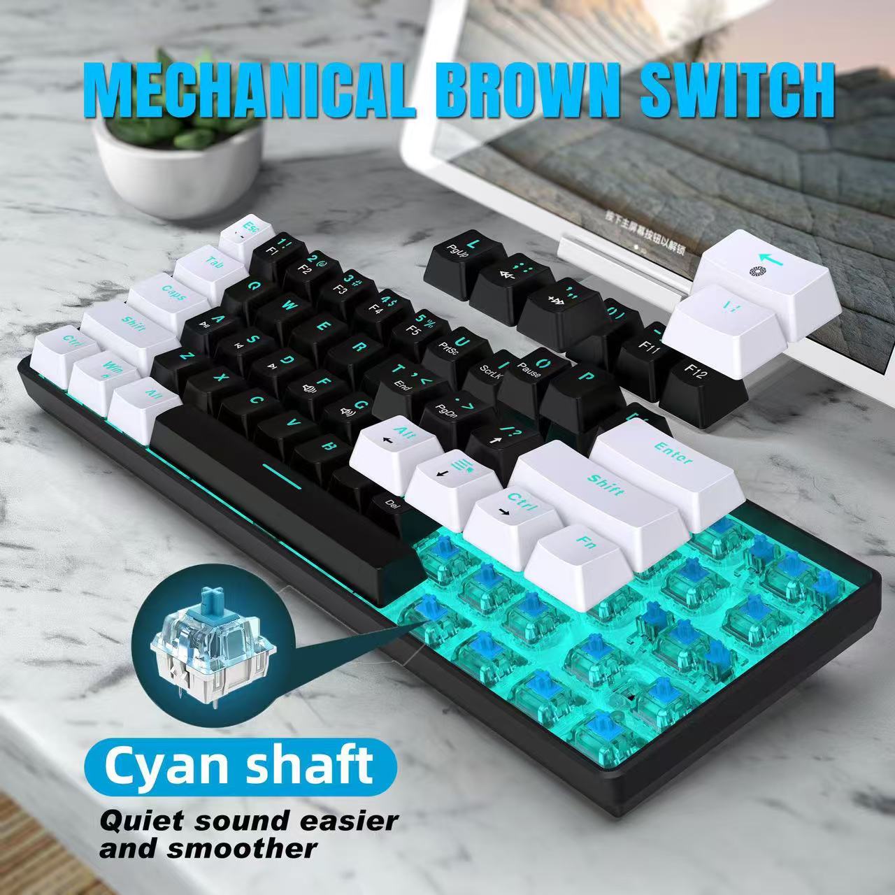 Clavier mécanique 60%, clavier - Keyboard Gaming Blue Switch avis et prix